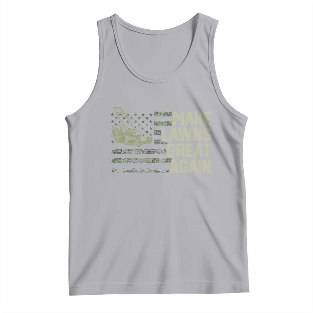 Funny Lawn Mower Dad Gardener Tank Top Make Lawns Great Again Fathers Day American Flag - Wonder Print Shop