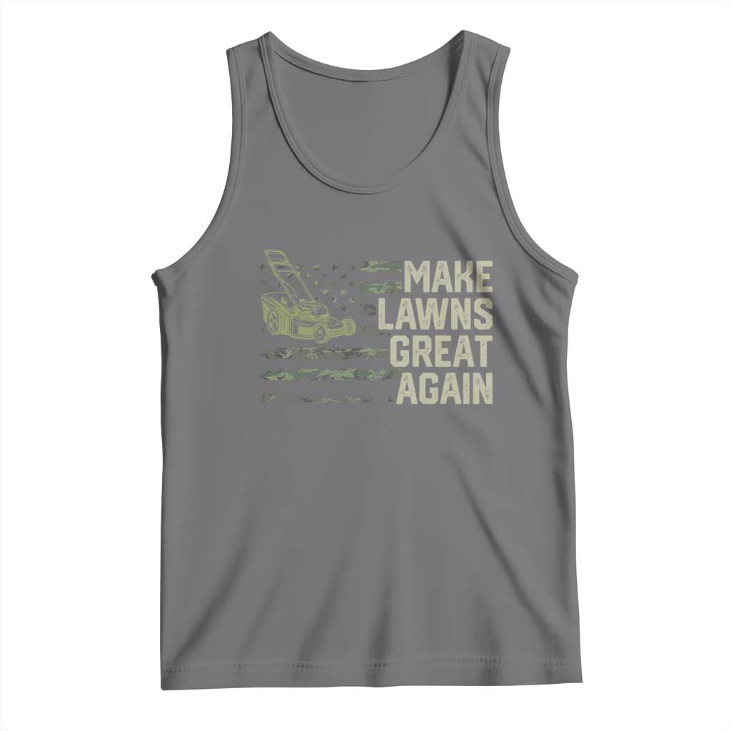 Funny Lawn Mower Dad Gardener Tank Top Make Lawns Great Again Fathers Day American Flag - Wonder Print Shop