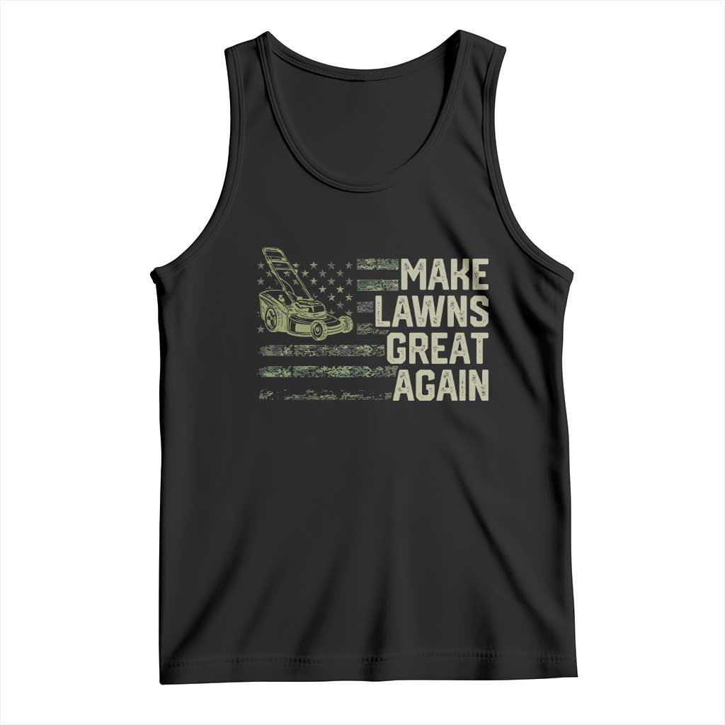 Funny Lawn Mower Dad Gardener Tank Top Make Lawns Great Again Fathers Day American Flag - Wonder Print Shop