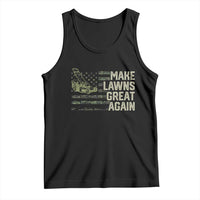 Funny Lawn Mower Dad Gardener Tank Top Make Lawns Great Again Fathers Day American Flag - Wonder Print Shop