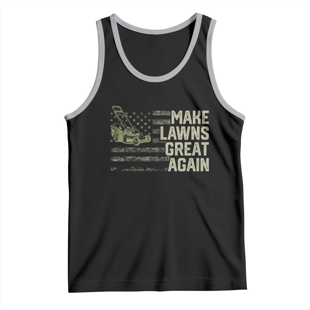 Funny Lawn Mower Dad Gardener Tank Top Make Lawns Great Again Fathers Day American Flag - Wonder Print Shop