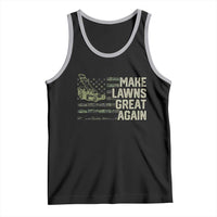 Funny Lawn Mower Dad Gardener Tank Top Make Lawns Great Again Fathers Day American Flag - Wonder Print Shop