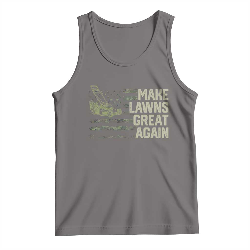 Funny Lawn Mower Dad Gardener Tank Top Make Lawns Great Again Fathers Day American Flag - Wonder Print Shop