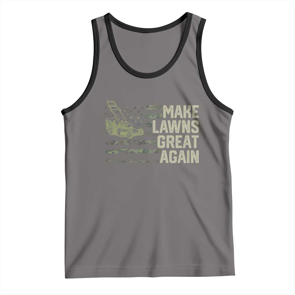 Funny Lawn Mower Dad Gardener Tank Top Make Lawns Great Again Fathers Day American Flag - Wonder Print Shop