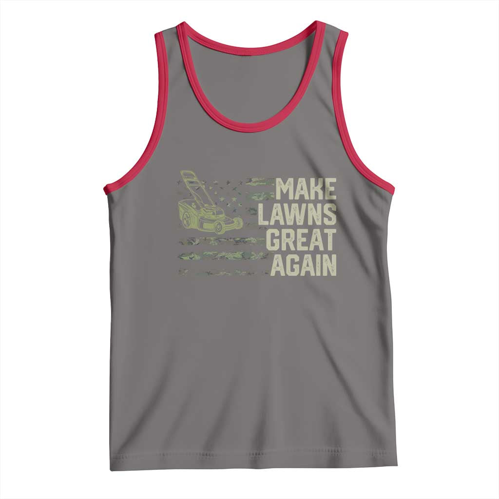 Funny Lawn Mower Dad Gardener Tank Top Make Lawns Great Again Fathers Day American Flag - Wonder Print Shop