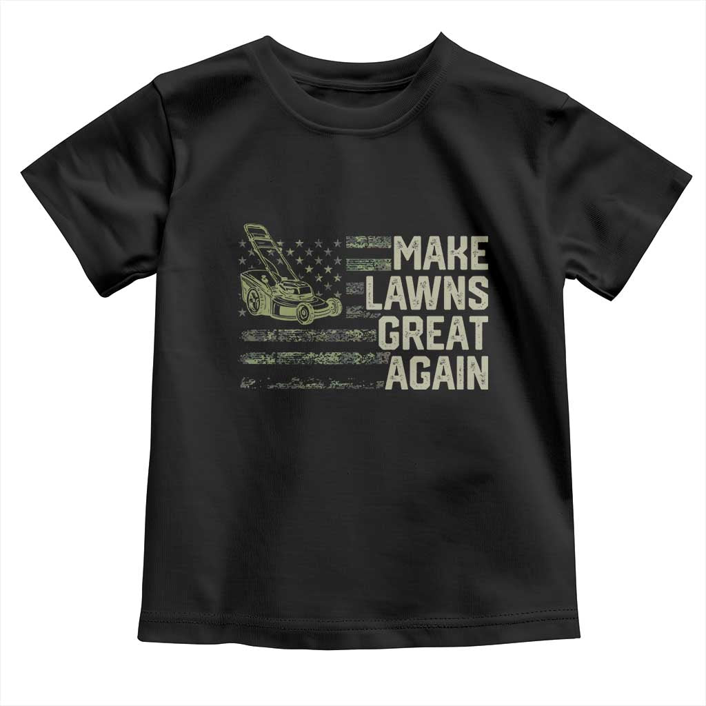 Funny Lawn Mower Dad Gardener Toddler T Shirt Make Lawns Great Again Fathers Day American Flag - Wonder Print Shop