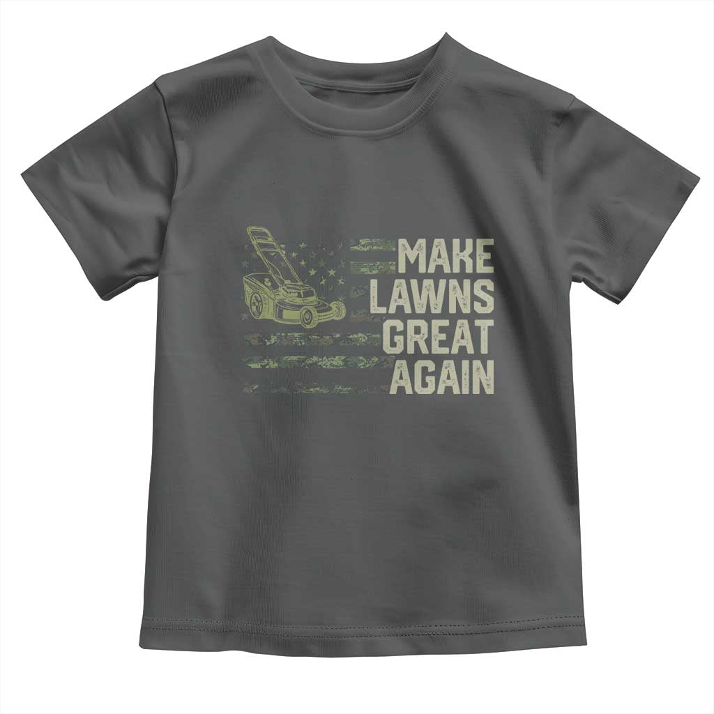 Funny Lawn Mower Dad Gardener Toddler T Shirt Make Lawns Great Again Fathers Day American Flag - Wonder Print Shop