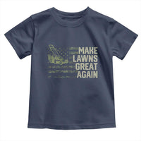 Funny Lawn Mower Dad Gardener Toddler T Shirt Make Lawns Great Again Fathers Day American Flag - Wonder Print Shop