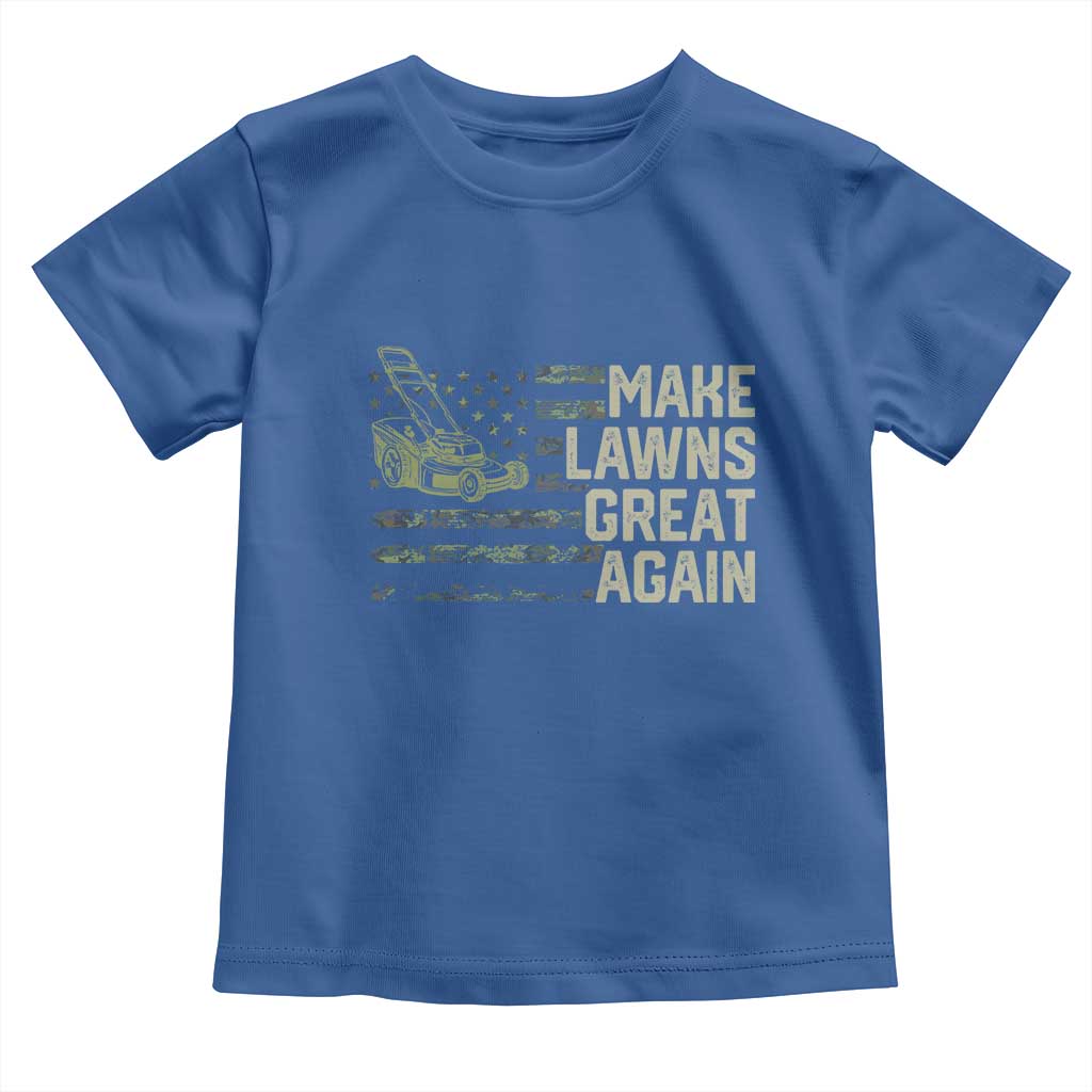 Funny Lawn Mower Dad Gardener Toddler T Shirt Make Lawns Great Again Fathers Day American Flag - Wonder Print Shop