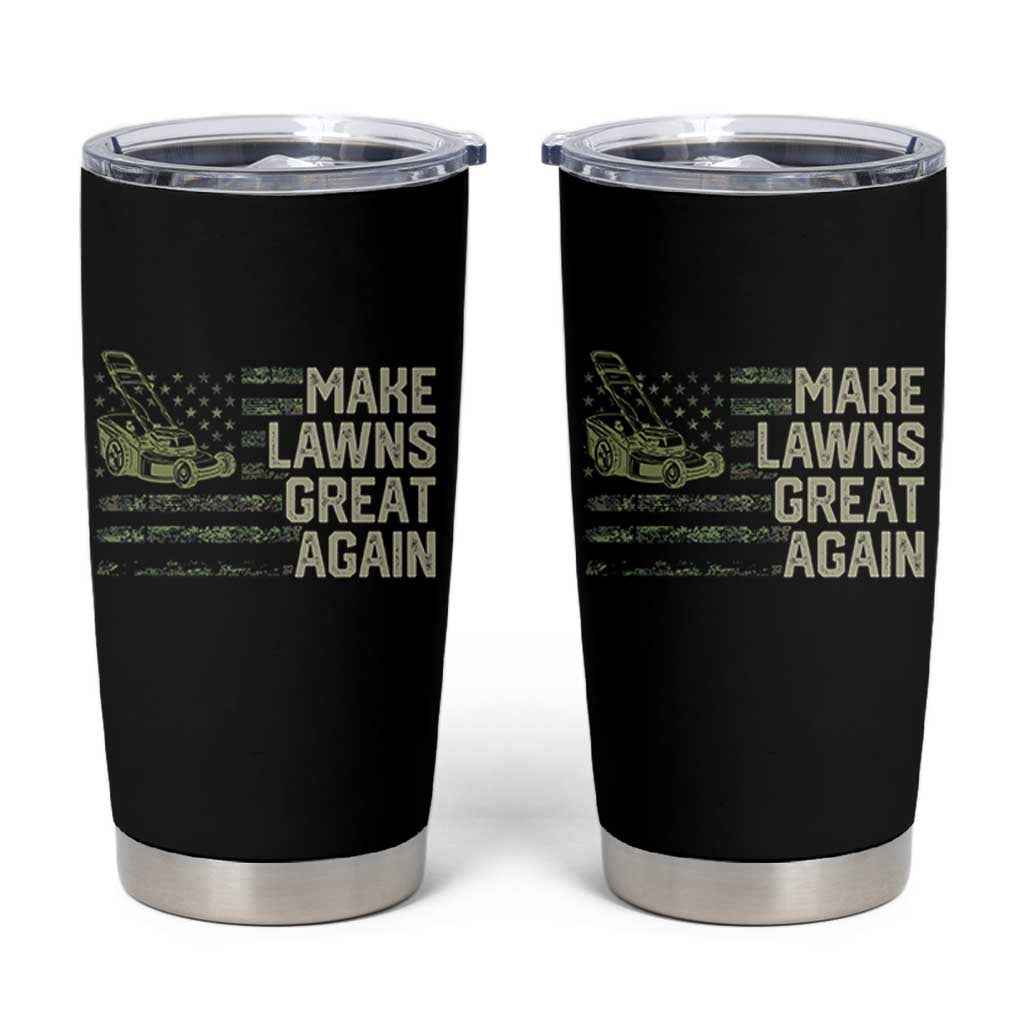 Funny Lawn Mower Dad Gardener Tumbler Cup Make Lawns Great Again Fathers Day American Flag - Wonder Print Shop