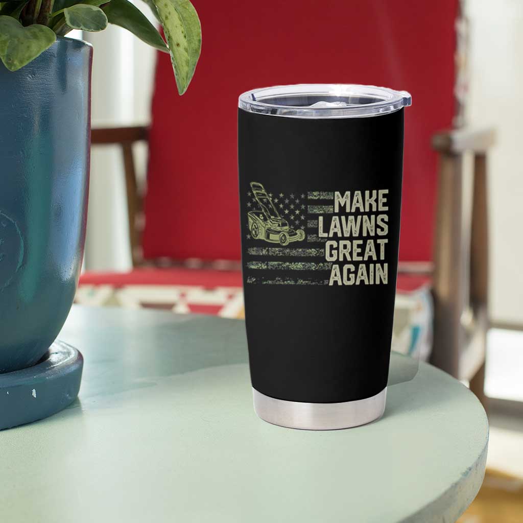 Funny Lawn Mower Dad Gardener Tumbler Cup Make Lawns Great Again Fathers Day American Flag - Wonder Print Shop