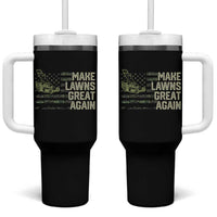 Funny Lawn Mower Dad Gardener Tumbler With Handle Make Lawns Great Again Fathers Day American Flag - Wonder Print Shop