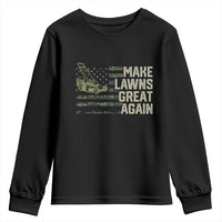 Funny Lawn Mower Dad Gardener Youth Sweatshirt Make Lawns Great Again Fathers Day American Flag - Wonder Print Shop