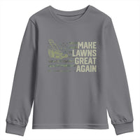 Funny Lawn Mower Dad Gardener Youth Sweatshirt Make Lawns Great Again Fathers Day American Flag - Wonder Print Shop