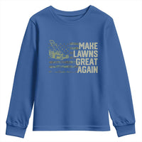 Funny Lawn Mower Dad Gardener Youth Sweatshirt Make Lawns Great Again Fathers Day American Flag - Wonder Print Shop