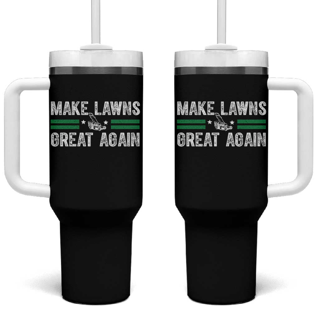 Funny Lawn Mower Dad Gardener Tumbler With Handle Make Lawns Great Again Fathers Day - Wonder Print Shop