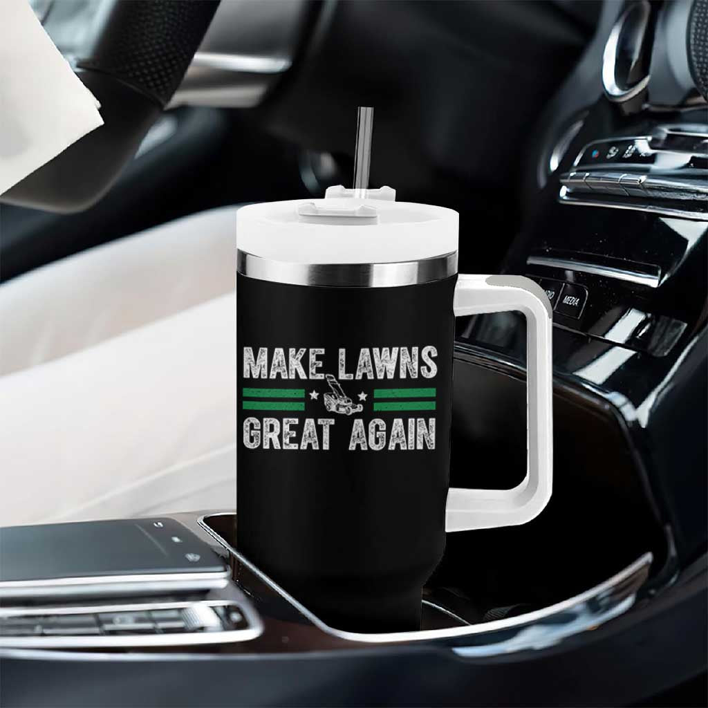 Funny Lawn Mower Dad Gardener Tumbler With Handle Make Lawns Great Again Fathers Day - Wonder Print Shop