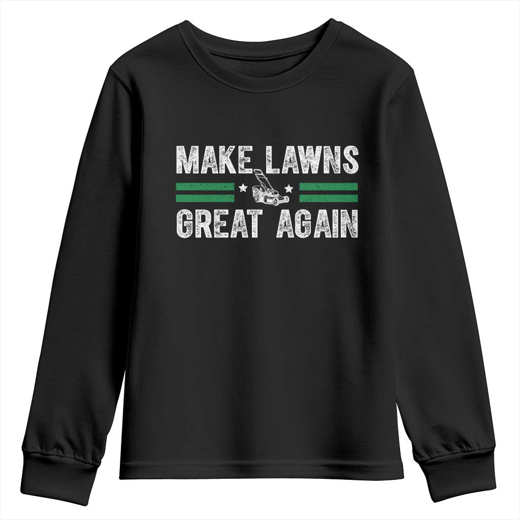 Funny Lawn Mower Dad Gardener Youth Sweatshirt Make Lawns Great Again Fathers Day - Wonder Print Shop
