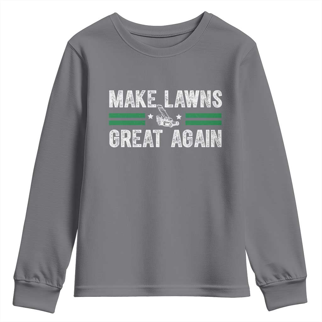 Funny Lawn Mower Dad Gardener Youth Sweatshirt Make Lawns Great Again Fathers Day - Wonder Print Shop