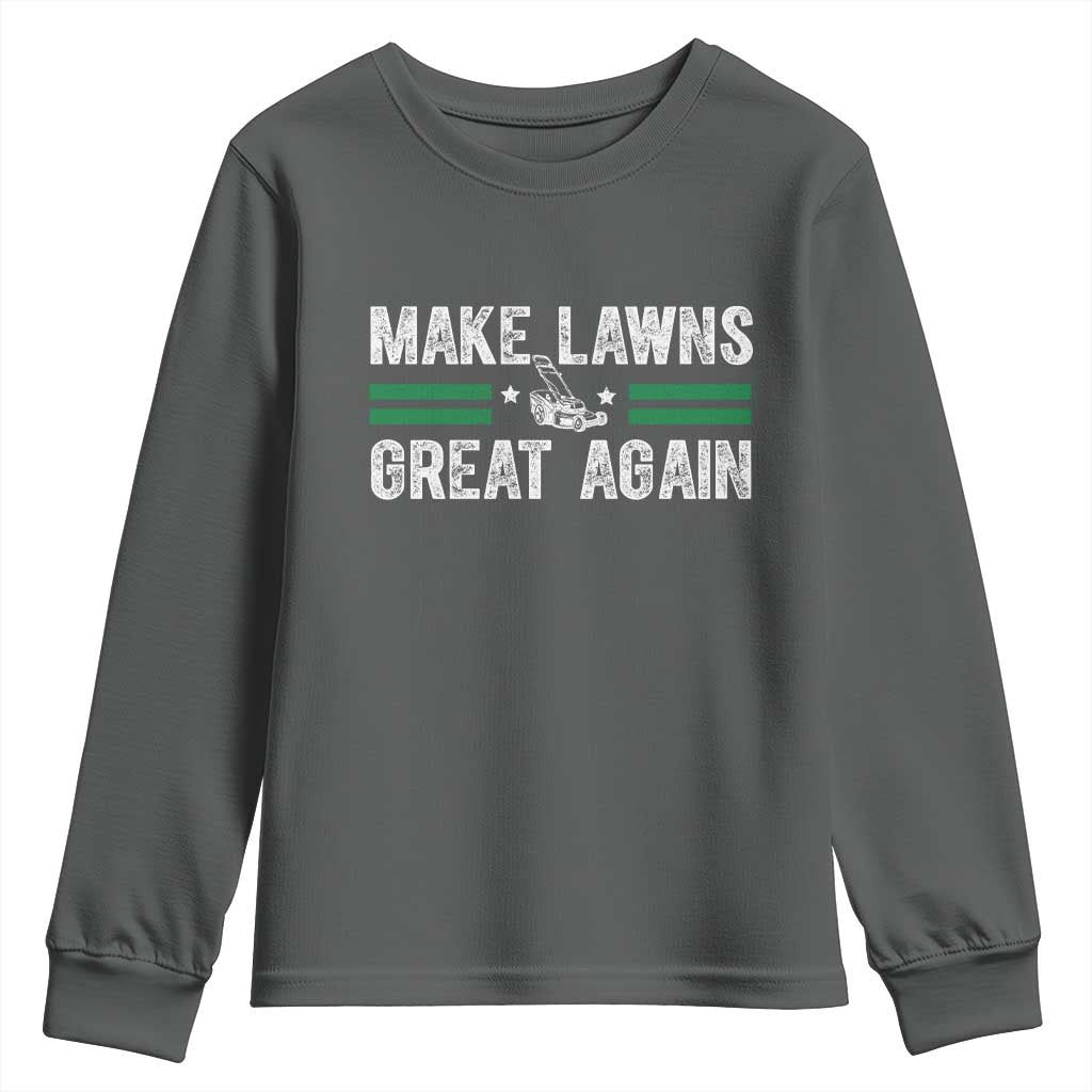 Funny Lawn Mower Dad Gardener Youth Sweatshirt Make Lawns Great Again Fathers Day - Wonder Print Shop