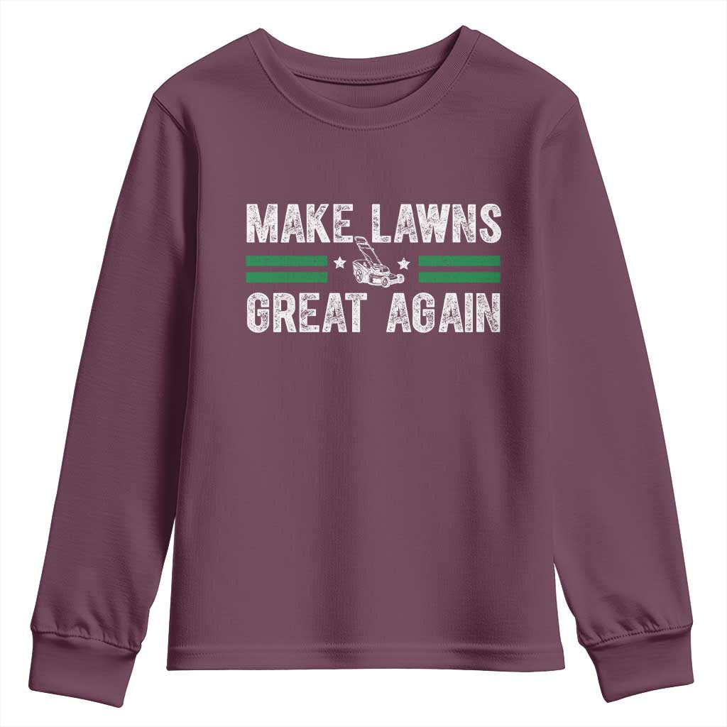 Funny Lawn Mower Dad Gardener Youth Sweatshirt Make Lawns Great Again Fathers Day - Wonder Print Shop