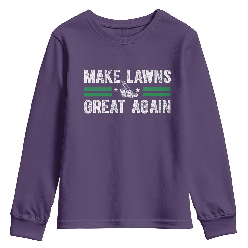 Funny Lawn Mower Dad Gardener Youth Sweatshirt Make Lawns Great Again Fathers Day - Wonder Print Shop