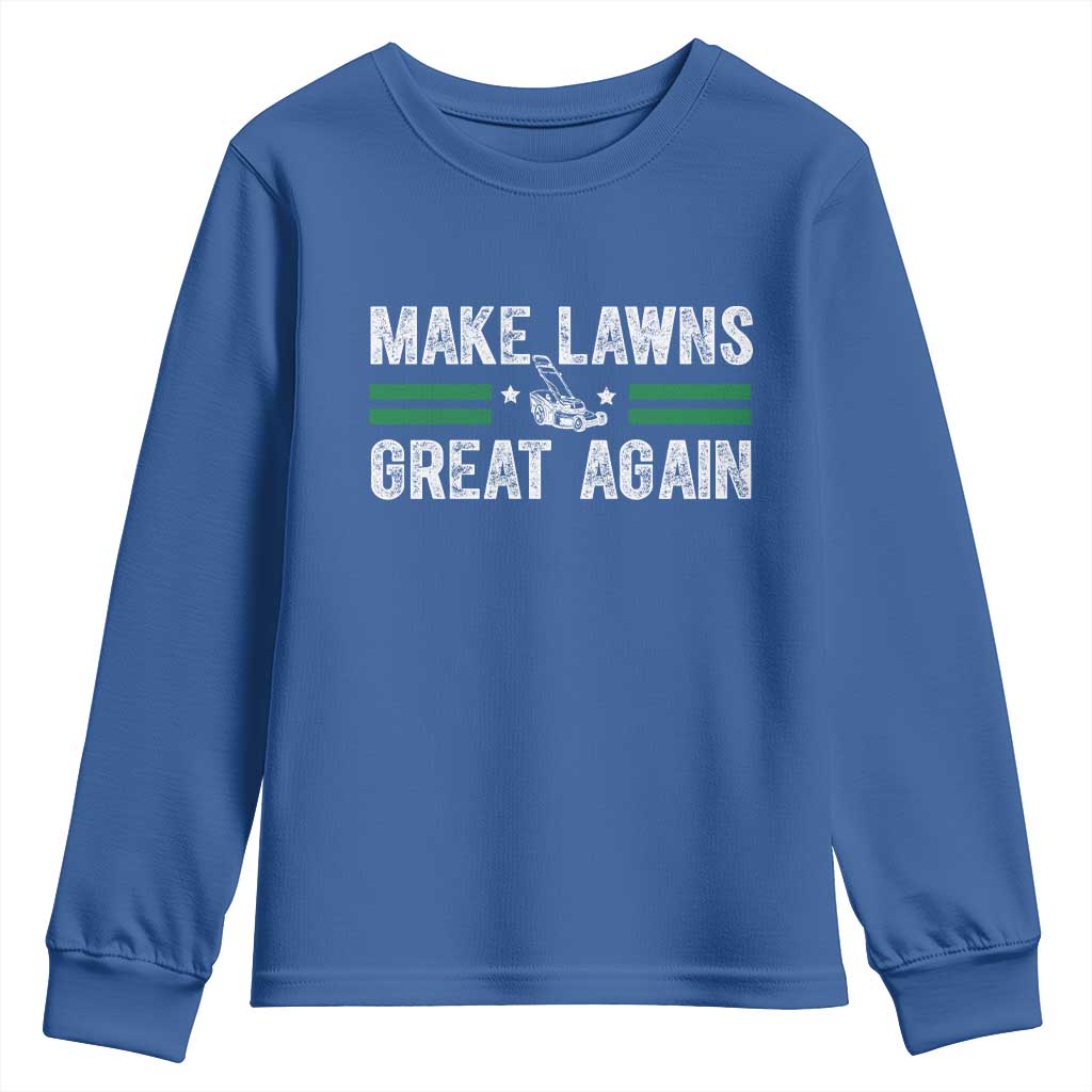 Funny Lawn Mower Dad Gardener Youth Sweatshirt Make Lawns Great Again Fathers Day - Wonder Print Shop