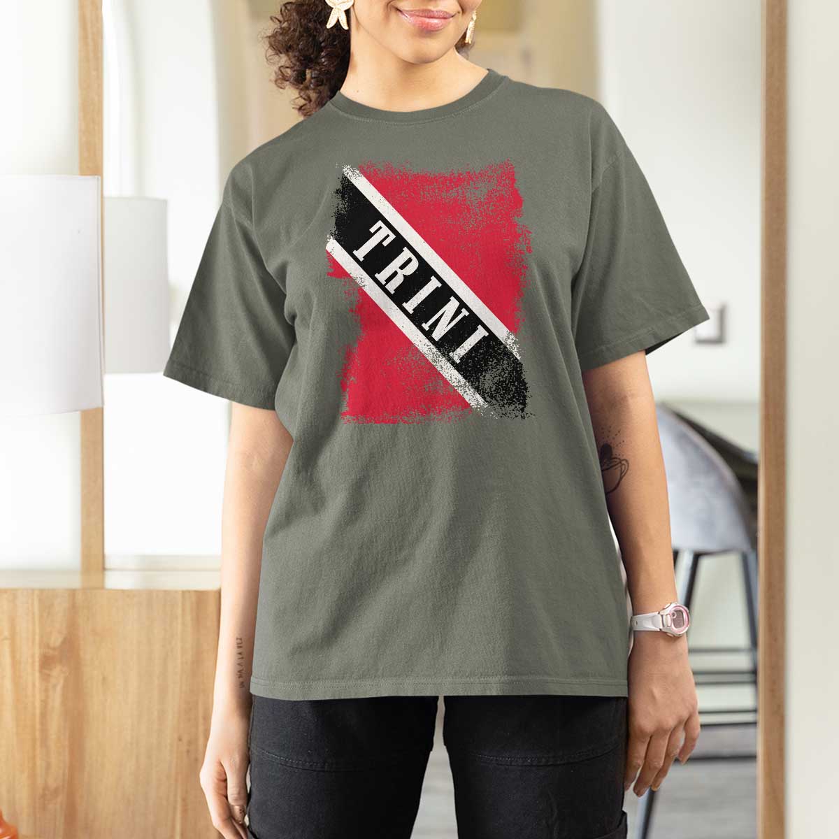 Trinidad and Tobago Flag T Shirt For Women Caribbean Souvenir - Wonder Print Shop