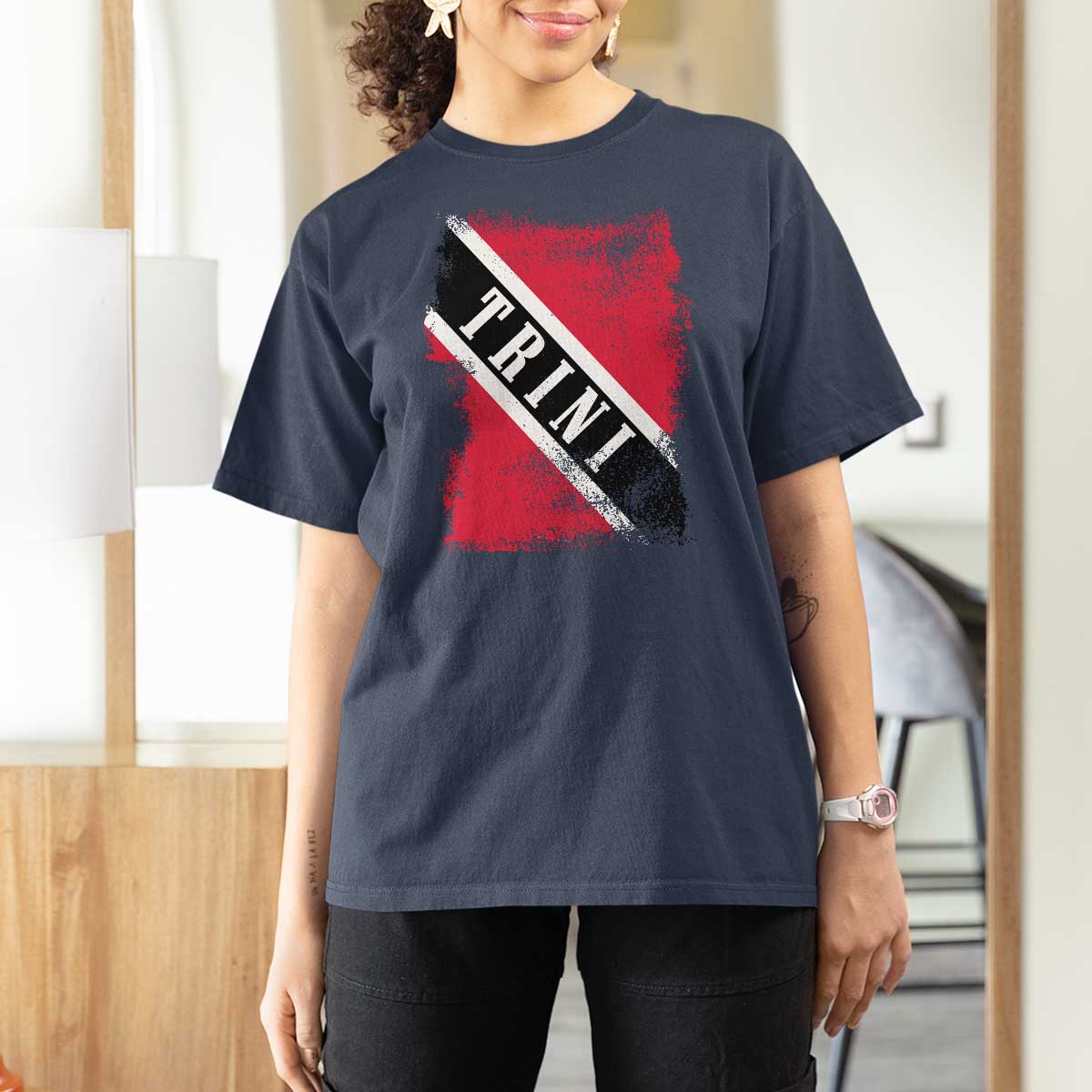 Trinidad and Tobago Flag T Shirt For Women Caribbean Souvenir - Wonder Print Shop
