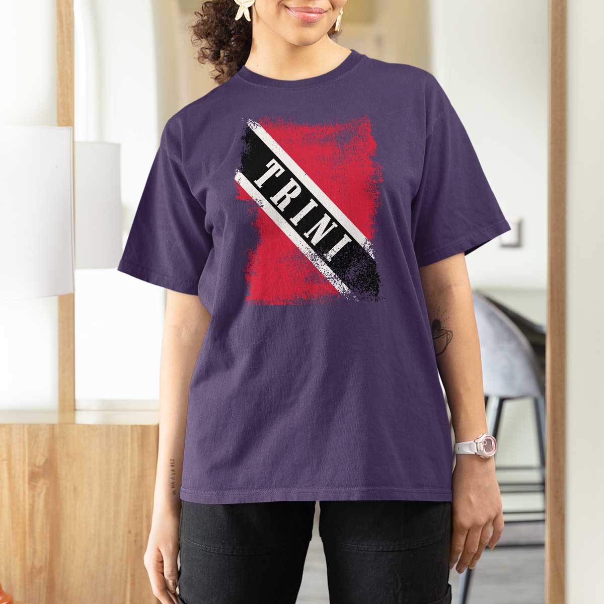 Trinidad and Tobago Flag T Shirt For Women Caribbean Souvenir - Wonder Print Shop