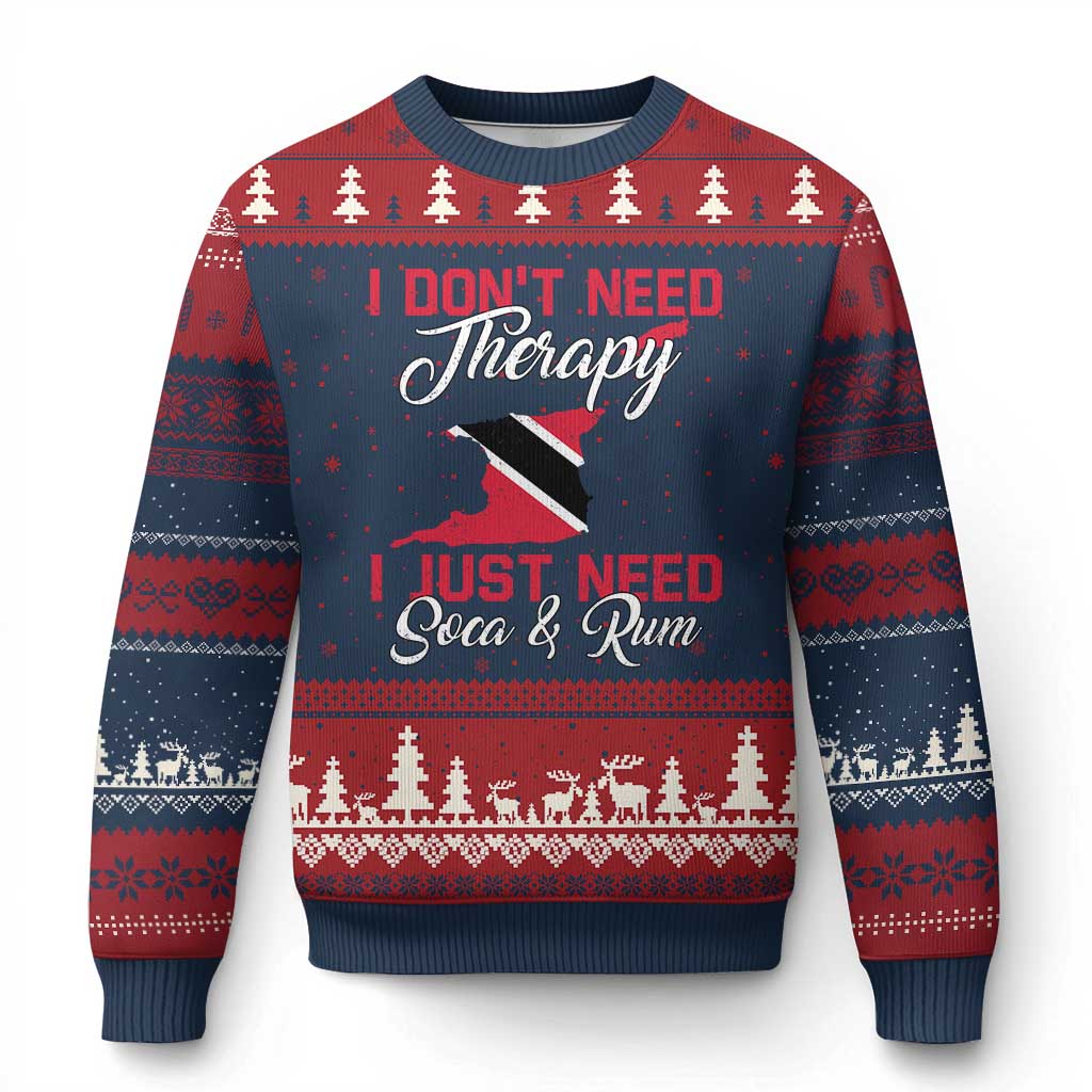 Funny Trini Ugly Christmas Sweater Just Need Soca & Rum Trinidad and Tobago Flag - Wonder Print Shop