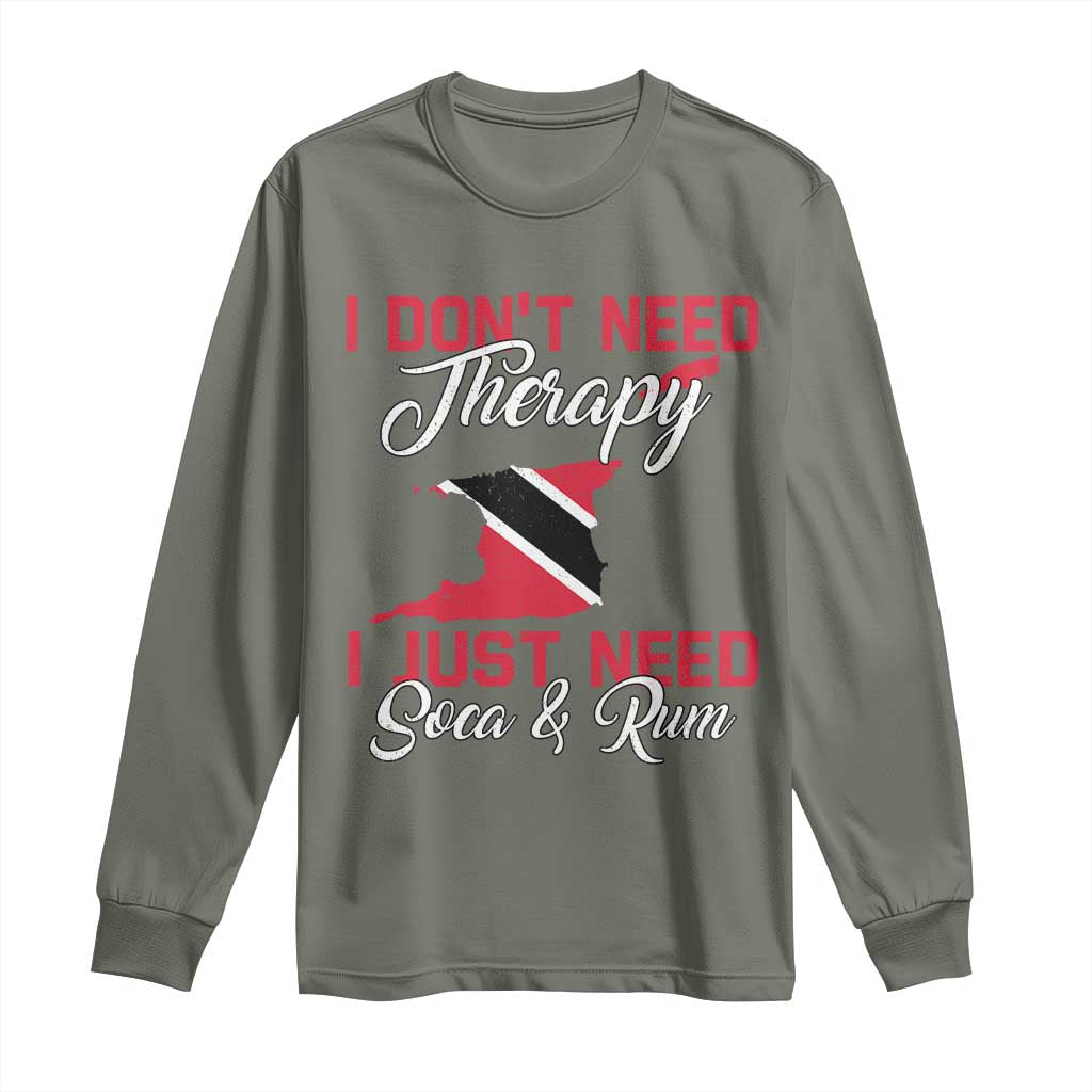 Funny Trini Long Sleeve Shirt Just Need Soca & Rum Trinidad and Tobago Flag - Wonder Print Shop