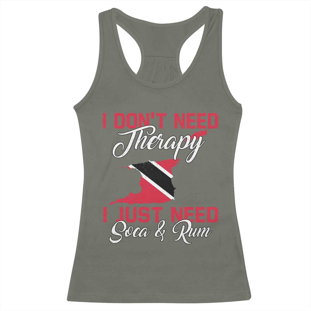 Funny Trini Racerback Tank Top Just Need Soca & Rum Trinidad and Tobago Flag - Wonder Print Shop