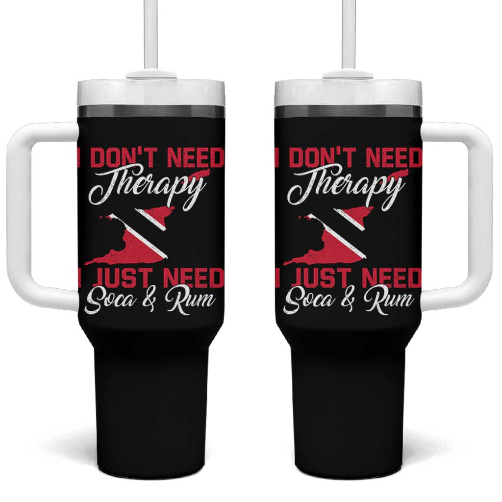 Funny Trini Tumbler With Handle Just Need Soca & Rum Trinidad and Tobago Flag - Wonder Print Shop