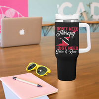 Funny Trini Tumbler With Handle Just Need Soca & Rum Trinidad and Tobago Flag - Wonder Print Shop