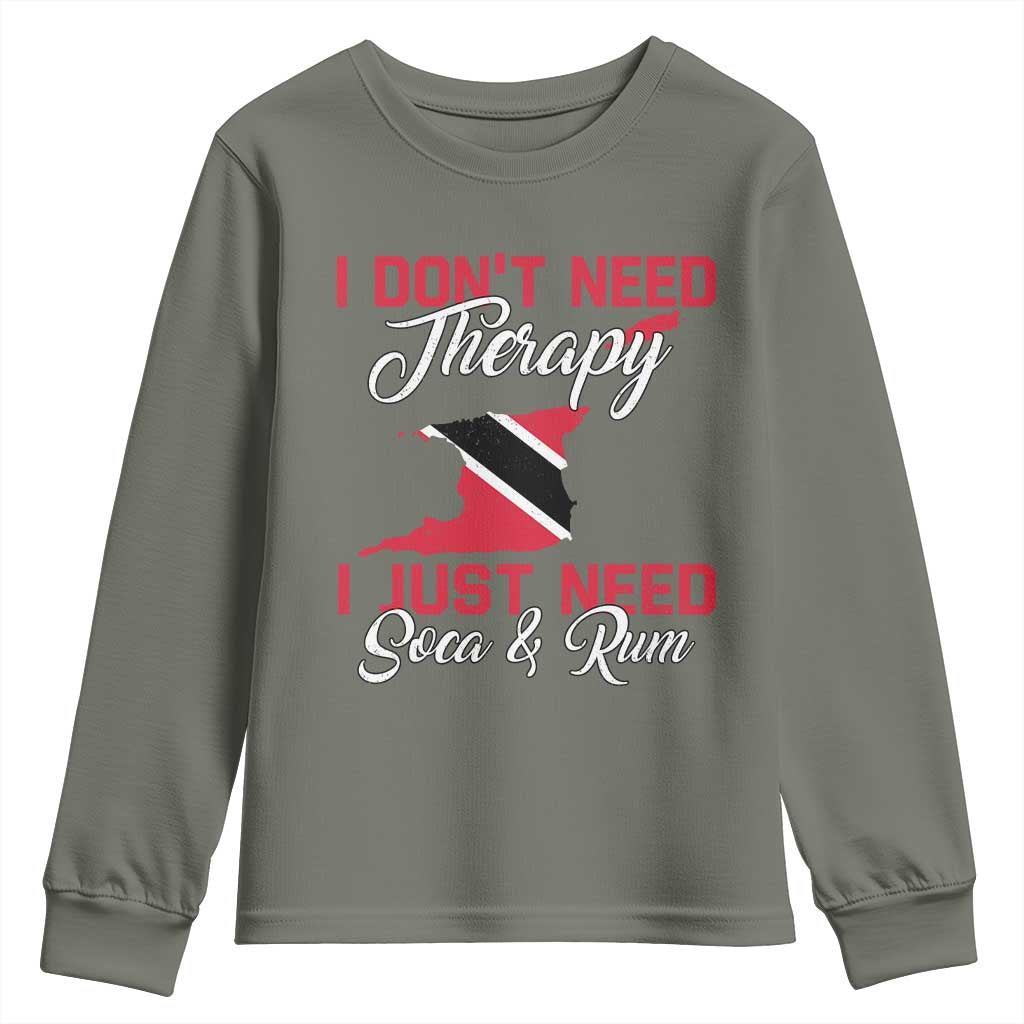Funny Trini Youth Sweatshirt Just Need Soca & Rum Trinidad and Tobago Flag - Wonder Print Shop
