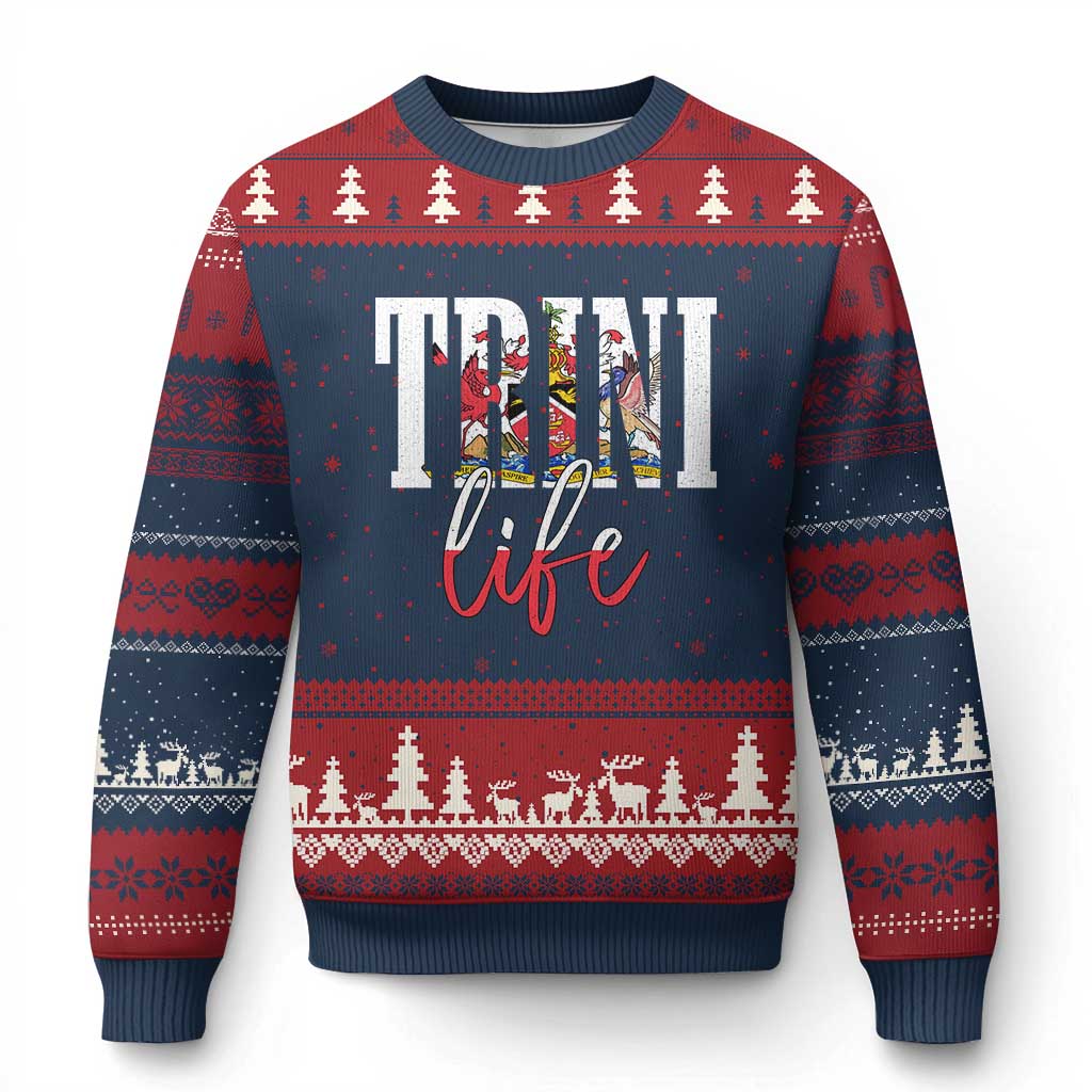 Trini Life Ugly Christmas Sweater Trinidad and Tobago Flag Caribbean Souvenir - Wonder Print Shop