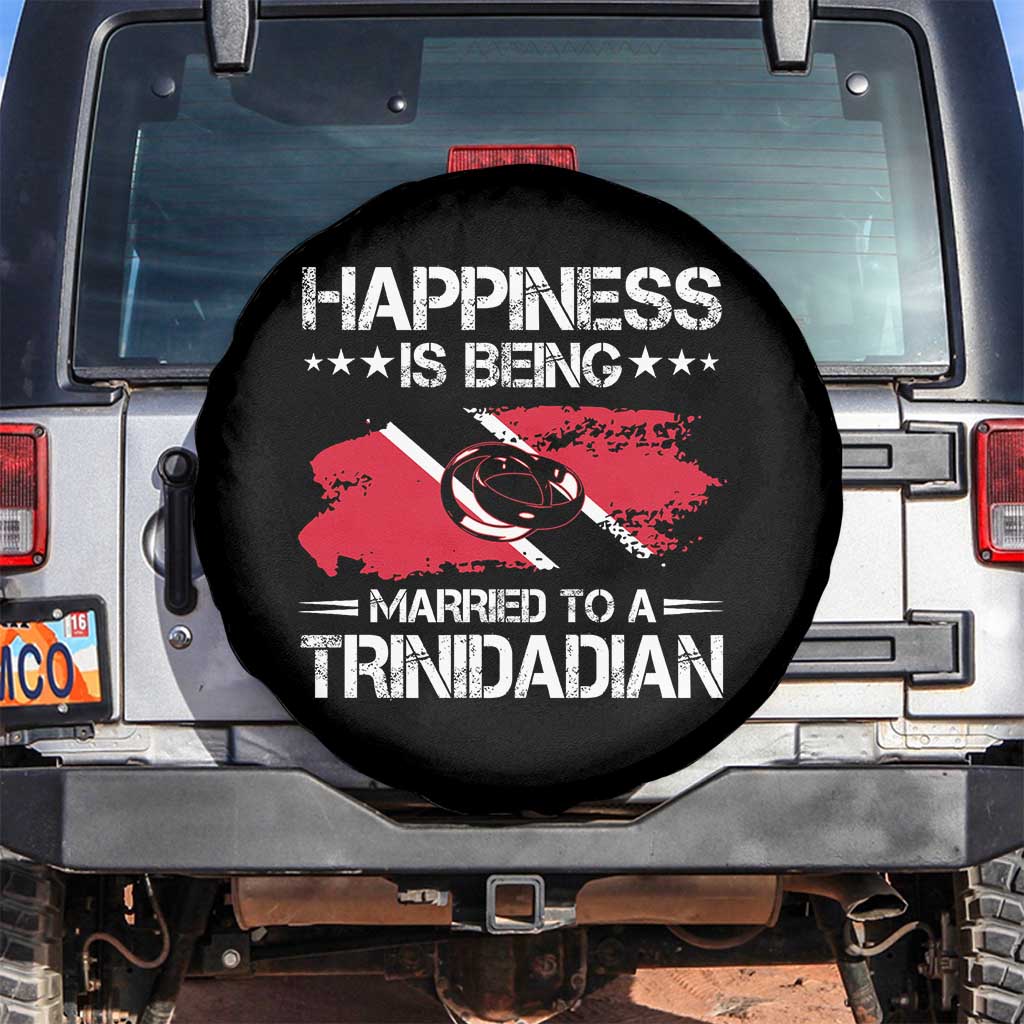 Happiness Is Being Married to a Trinidadian Spare Tire Cover Trinidad & Tobago Flag Couples Gift - Wonder Print Shop