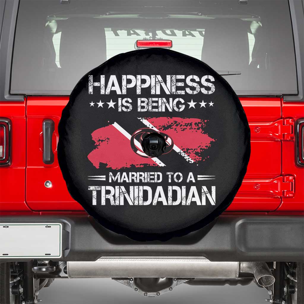 Happiness Is Being Married to a Trinidadian Spare Tire Cover Trinidad & Tobago Flag Couples Gift - Wonder Print Shop