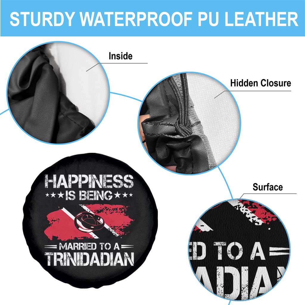Happiness Is Being Married to a Trinidadian Spare Tire Cover Trinidad & Tobago Flag Couples Gift - Wonder Print Shop