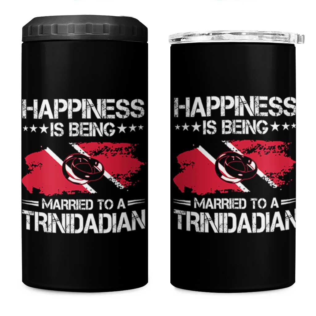 Happiness Is Being Married to a Trinidadian 4 in 1 Can Cooler Tumbler Trinidad & Tobago Flag Couples Gift - Wonder Print Shop