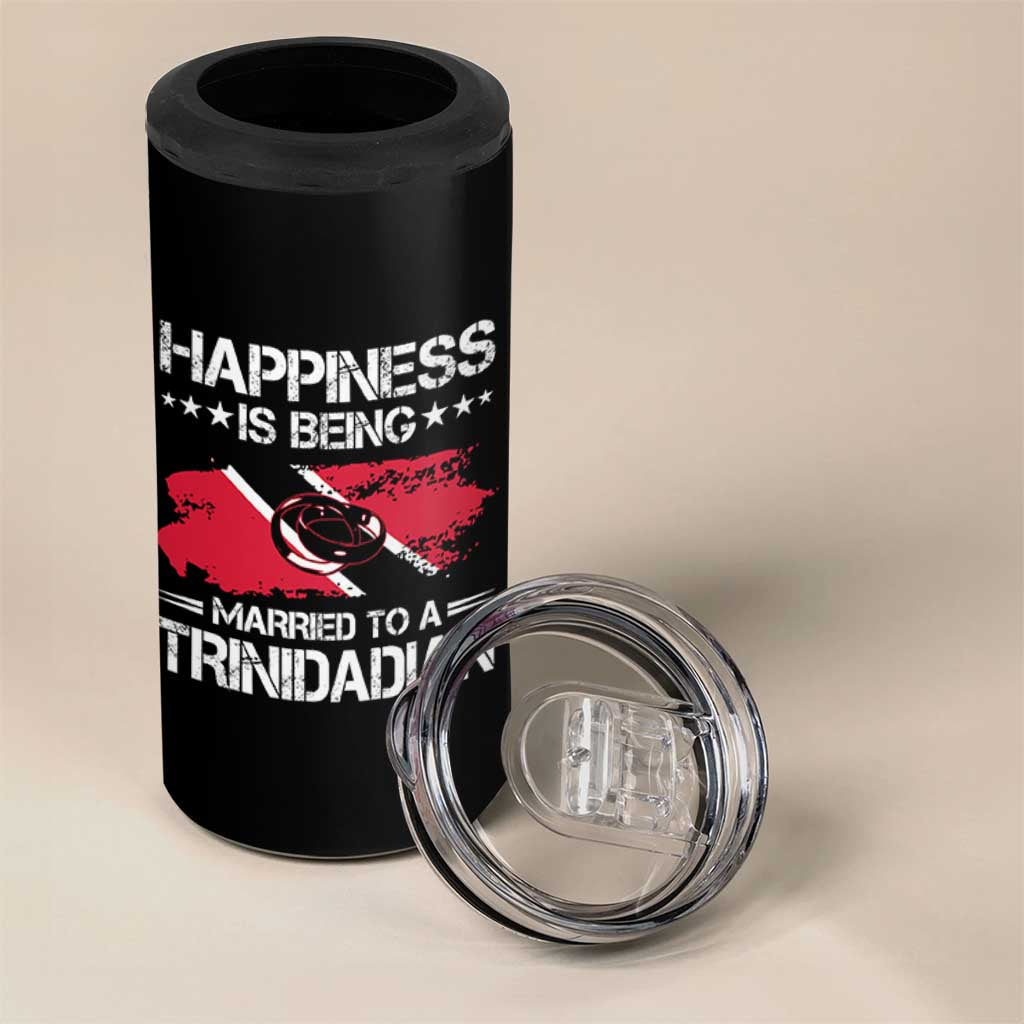 Happiness Is Being Married to a Trinidadian 4 in 1 Can Cooler Tumbler Trinidad & Tobago Flag Couples Gift - Wonder Print Shop