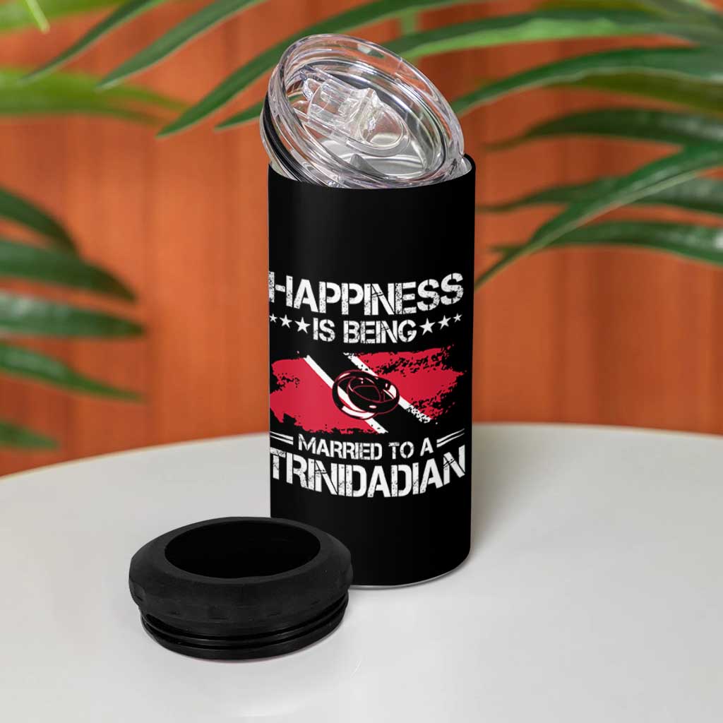Happiness Is Being Married to a Trinidadian 4 in 1 Can Cooler Tumbler Trinidad & Tobago Flag Couples Gift - Wonder Print Shop