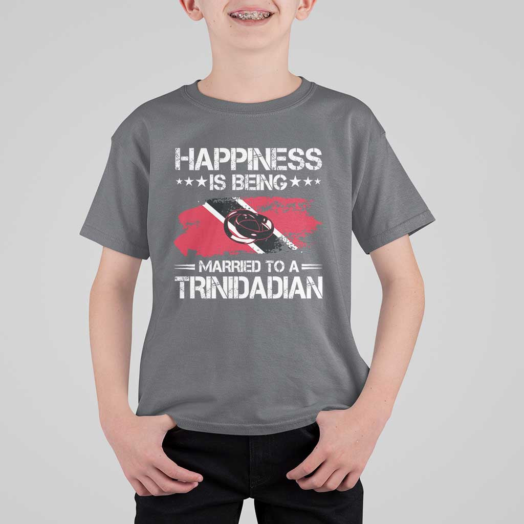 Happiness Is Being Married to a Trinidadian T Shirt For Kid Trinidad & Tobago Flag Couples Gift - Wonder Print Shop