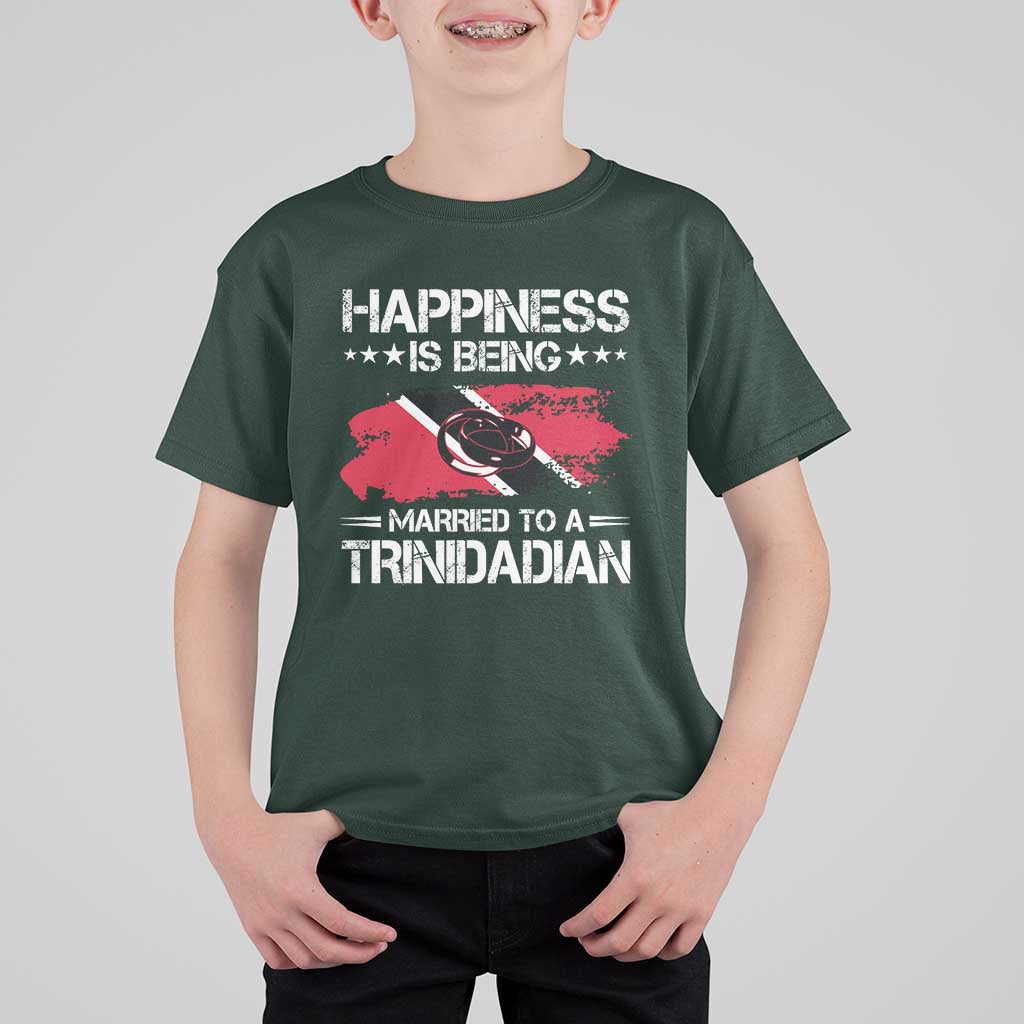 Happiness Is Being Married to a Trinidadian T Shirt For Kid Trinidad & Tobago Flag Couples Gift - Wonder Print Shop