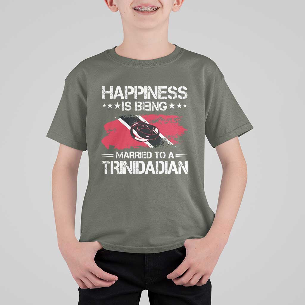 Happiness Is Being Married to a Trinidadian T Shirt For Kid Trinidad & Tobago Flag Couples Gift - Wonder Print Shop