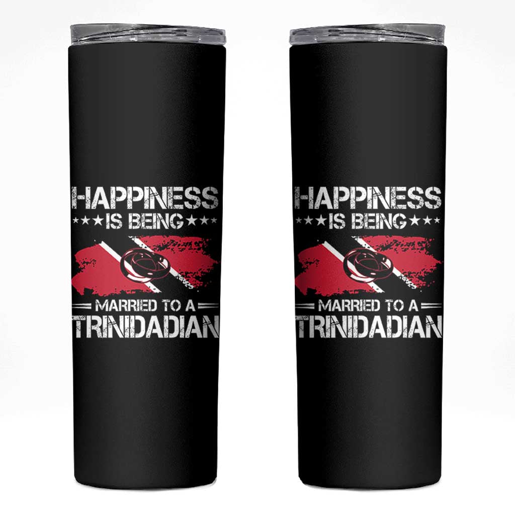 Happiness Is Being Married to a Trinidadian Skinny Tumbler Trinidad & Tobago Flag Couples Gift - Wonder Print Shop