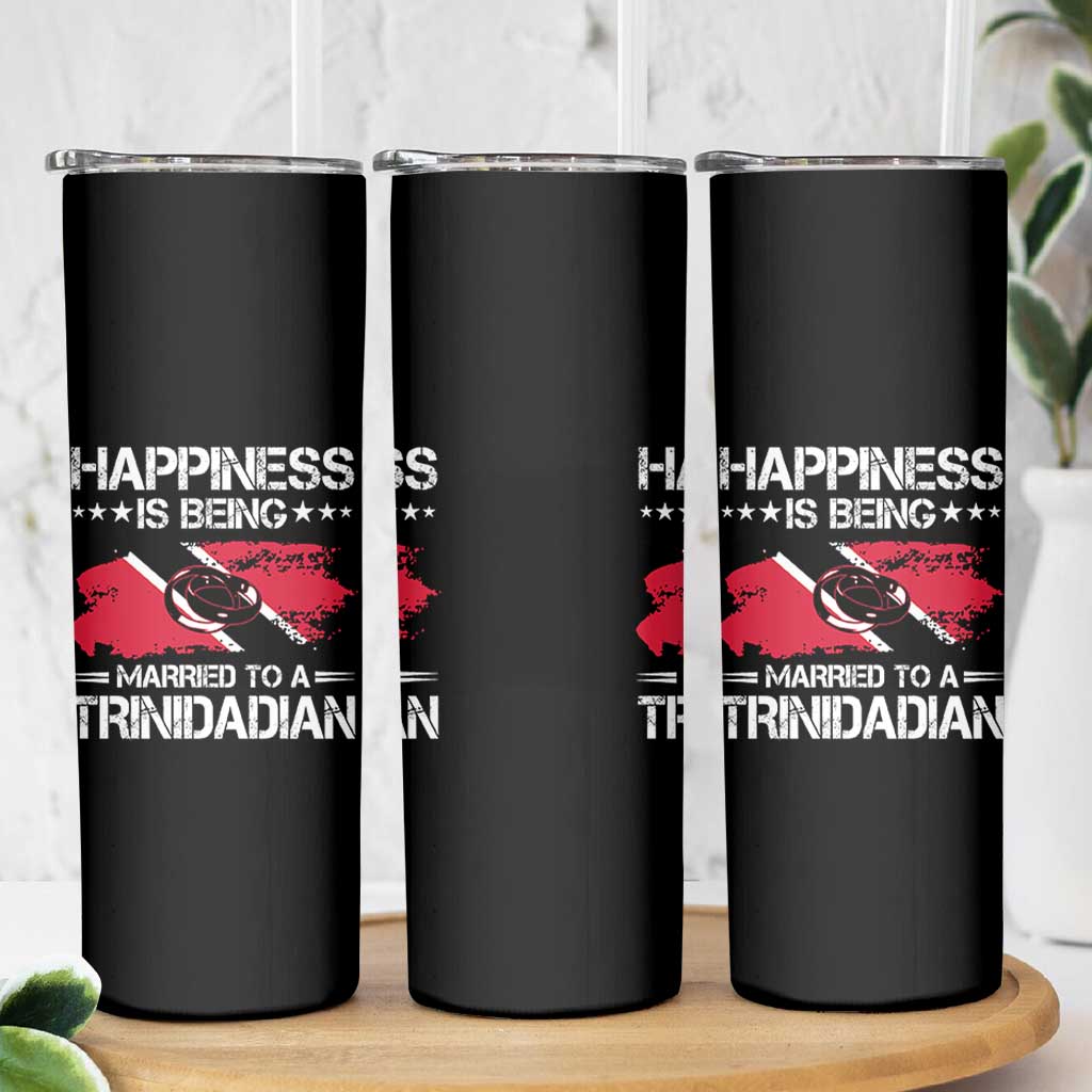 Happiness Is Being Married to a Trinidadian Skinny Tumbler Trinidad & Tobago Flag Couples Gift - Wonder Print Shop