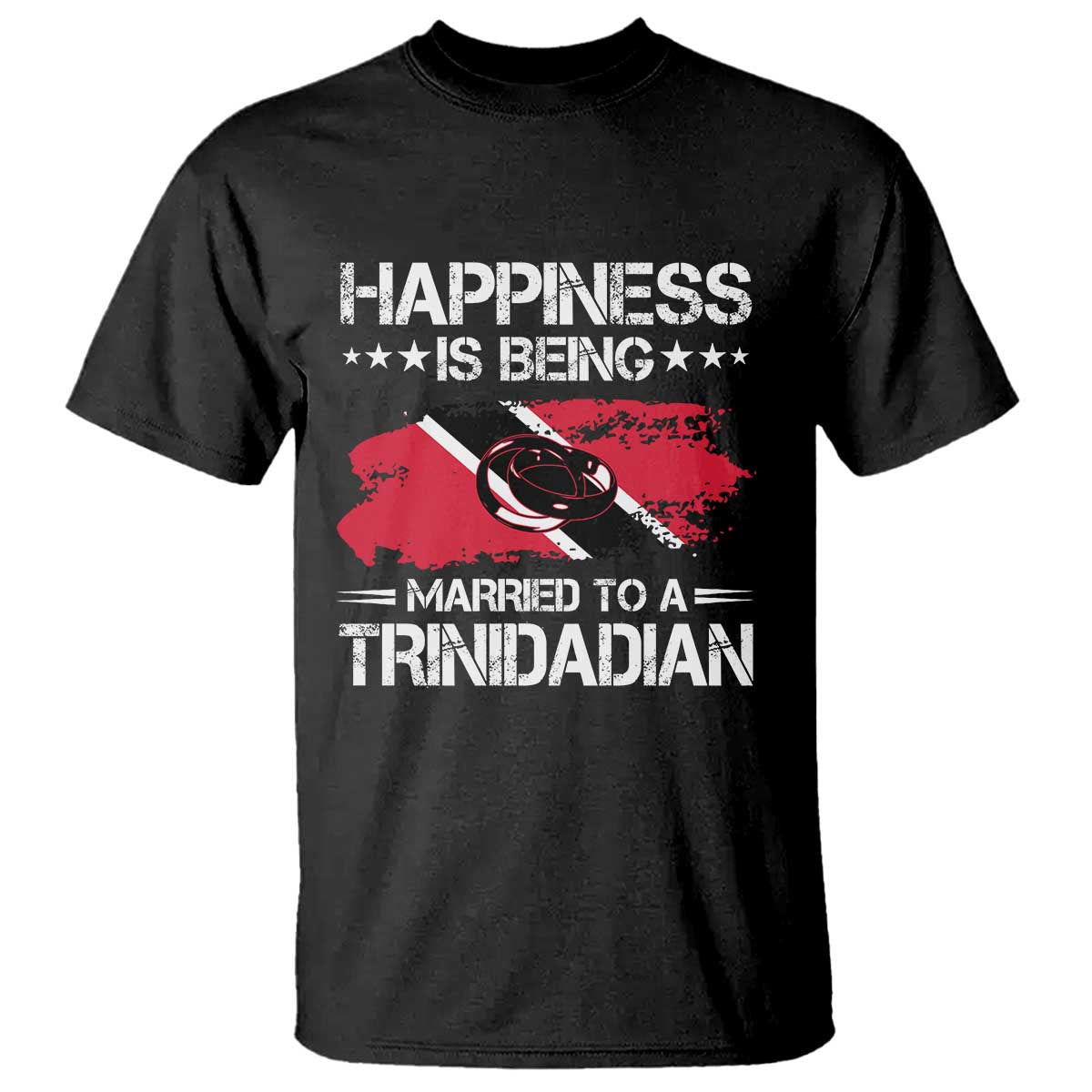 Happiness Is Being Married to a Trinidadian T Shirt Trinidad & Tobago Flag Couples Gift - Wonder Print Shop