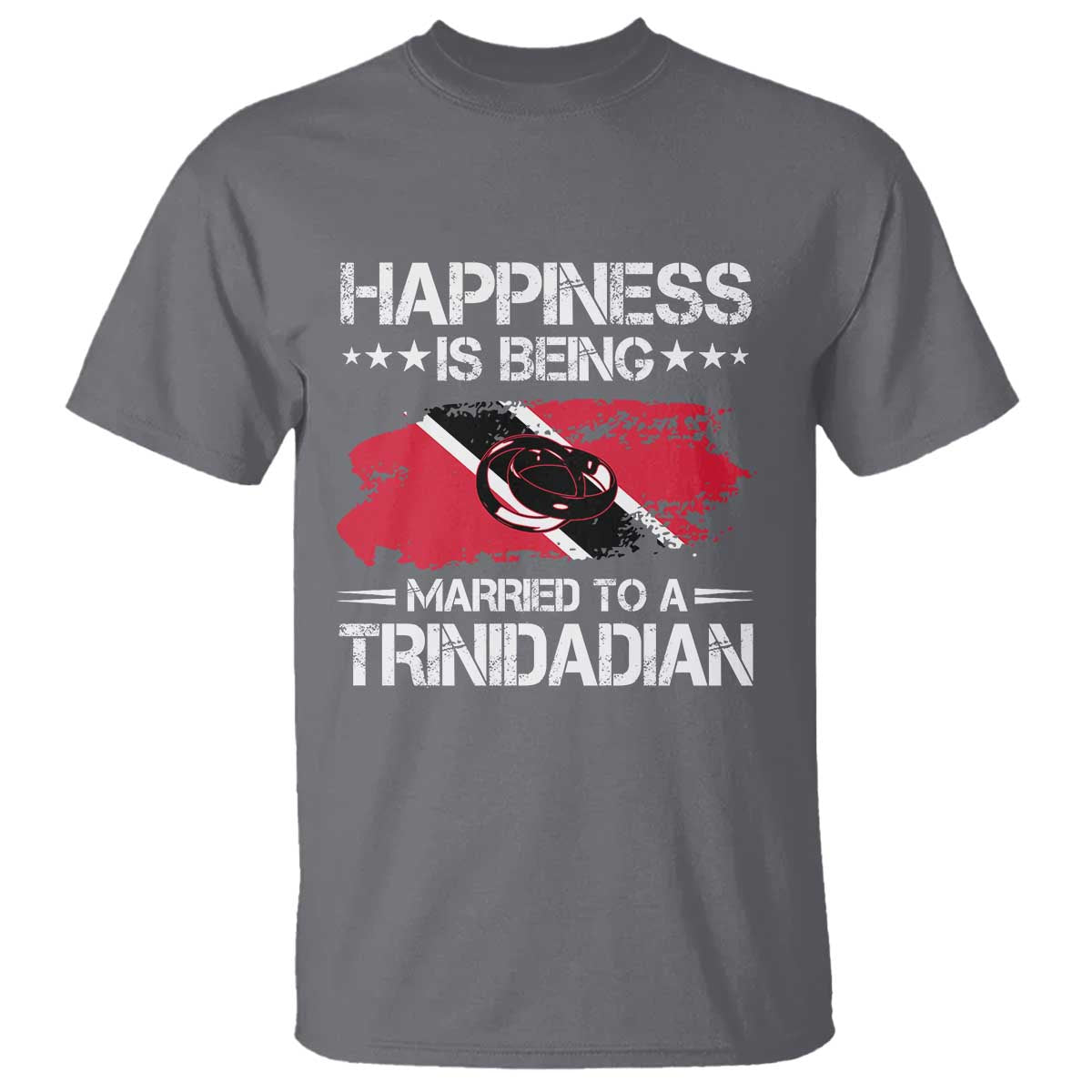 Happiness Is Being Married to a Trinidadian T Shirt Trinidad & Tobago Flag Couples Gift - Wonder Print Shop